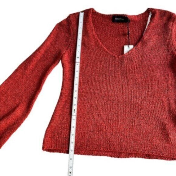 NWT MINKPINK | Burnt Orange Rust V-Neck Lauren Knit Sweater Size Small - Picture 5 of 8